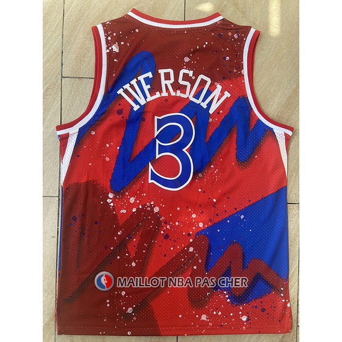 Maillot Philadelphia 76ers Allen Iverson NO 3 Mitchel & Ness 1997-98 Rouge